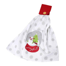 Joyful Snow Globe Holiday Snowman Snowflake Pattern Hanging Kitchen Towel