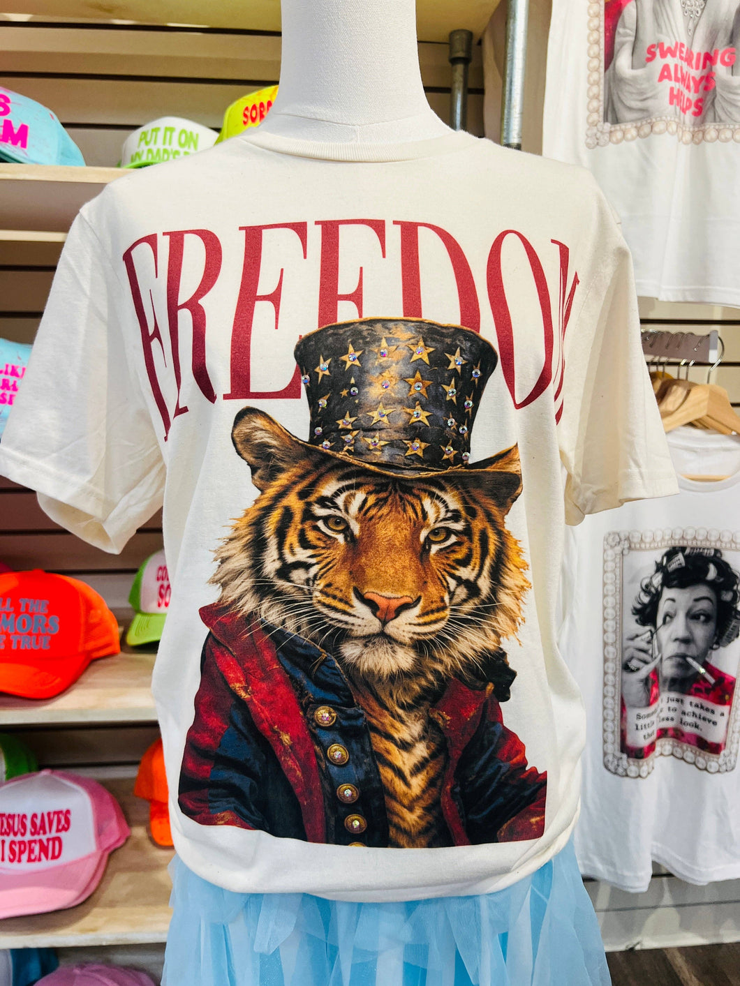 Freedom Tiger Cream Graphic Tee