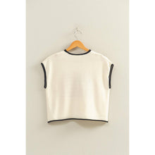Cream Rolled Hem Sleeveless Flag Graphic Top