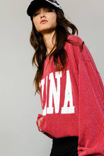 'INDIANA' Red  Comfy Oversize Graphic Sweatshirt