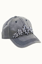 Gray Wax Cotton Dad Cap with Bejewelled Glitz: