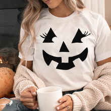 Autumn Pumpkin Face with Eyelashes Bella Canvas Tee