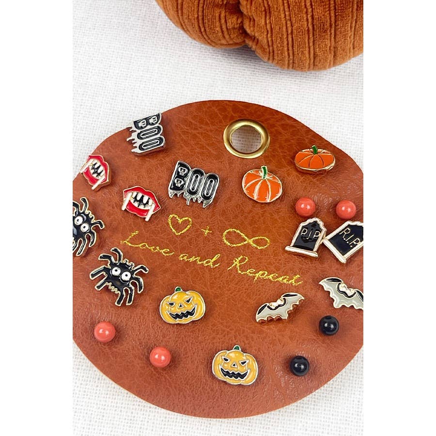 Premium Quality 10 Pairs Halloween Earrings on PU: MIX COLOR / ONE(6)