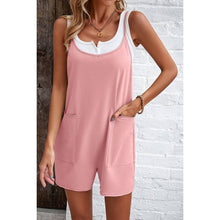 Pink Scoop Neck Spaghetti Straps Loose Fit Solid Romper
