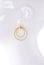 Silver Double Beaded Hoop Drop Earrings