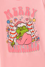Merry Grin-mas pink printed baby romper