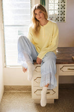 Butter Yellow Raw Rolled Edge Henley Relaxed Pullover