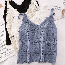 Beige Solid Color Crochet Lace Hollow Camisole Top