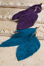 Light Grey Genuine Leather Leaf Earrings