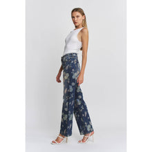 Floral Blue High Rise Wide Leg Embellishment Mica Jeans