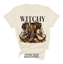 Natural Witchy Boots Blingy Rhinestone Graphic Fall Tee