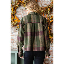 Olive Plaid Stud Cuff Shirt Veveret Jacket