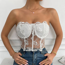 White Sexy Rose Lace Strapless Corset