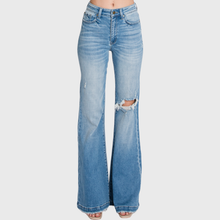 Medium Distressed Super High Rise 70's  Flare Jeans