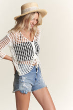 Ivory Front Drawstring Crochet Top