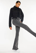 Grey High Rise Flare Stripe Kancan Pants