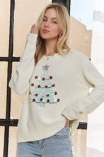 Ivory Round Neck Christmas Tree Sweater