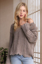 Mocha Distressed Mineral Washed Sweater