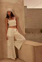 Cream Floral Lace Drawstring Cargo Pants