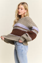Olive Multi Striped Crew Neck Sweater