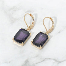 Aqua Rectangular Glass Stone Drop Dangle Earrings