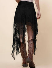 Black Floral Lace Inregular Hem Skirt