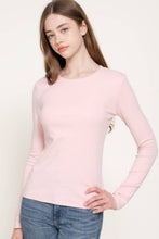 Blush Long Sleeve Round Neck Rib Knit Top