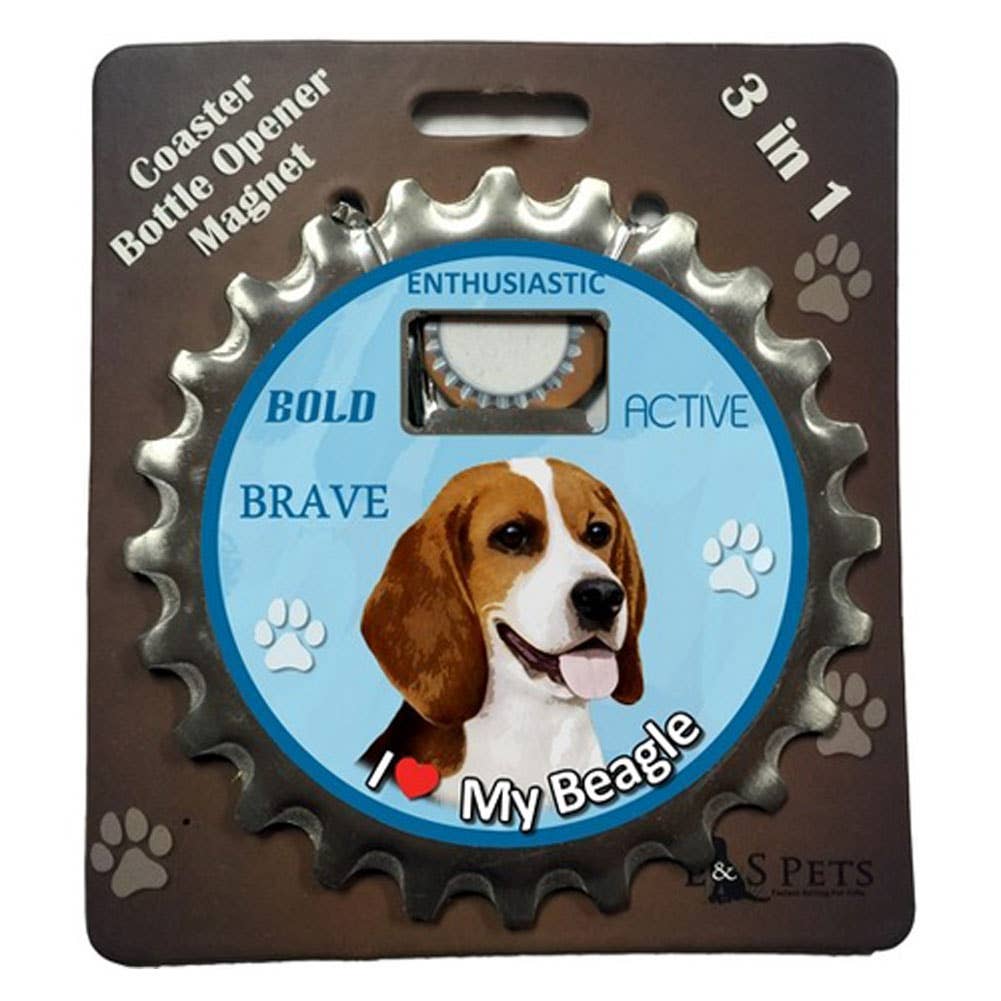 I Love My Beagle 3 in 1 Bottle Opener Coaster Magnet