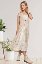 Beige Button Down Crochet Long Cardigan