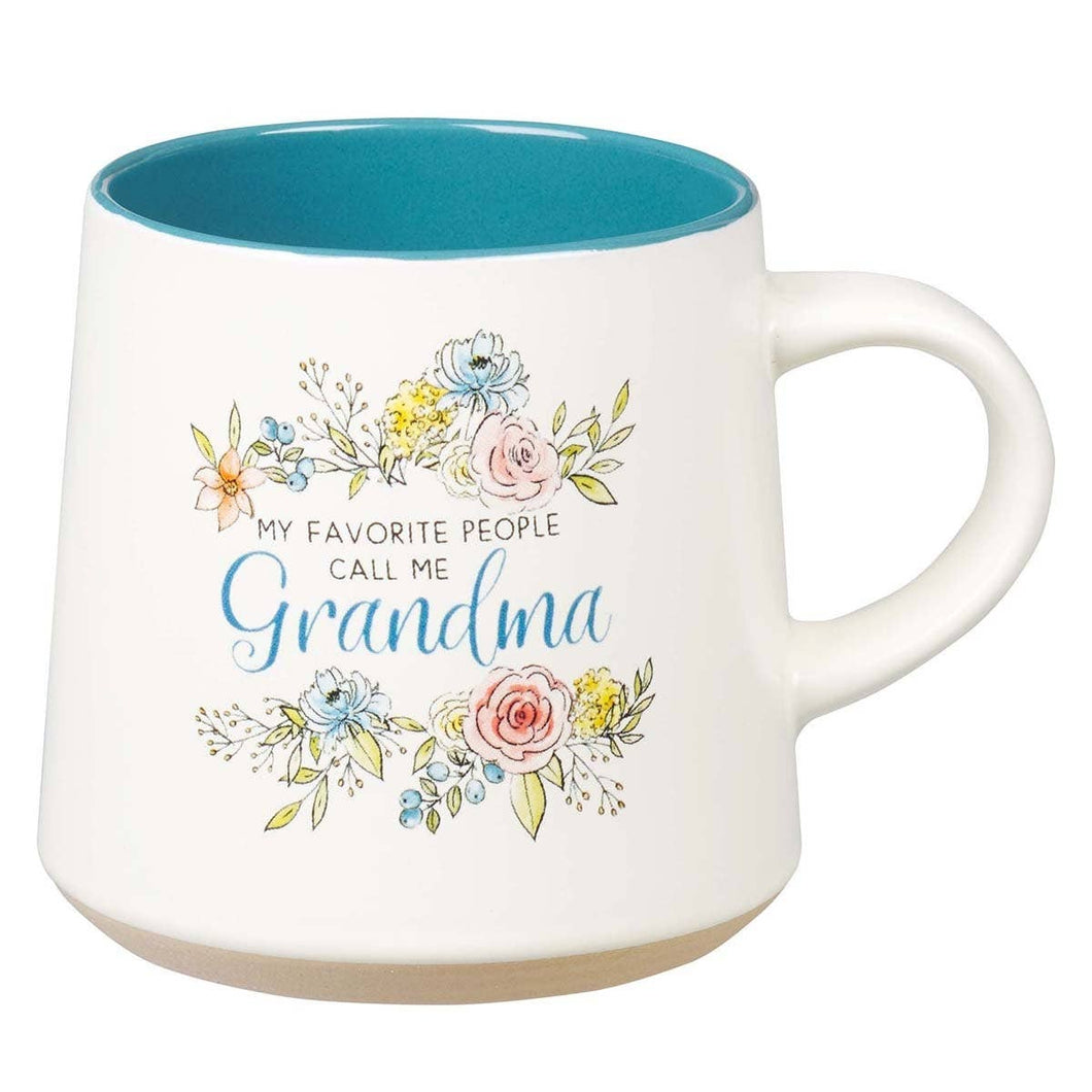 Mug Stoneware Blue/White Floral Grandma