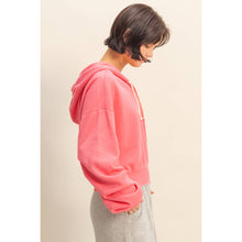 Taffy Pink V-Neck Drawstring Detail Long Sleeve Crop Hoodie