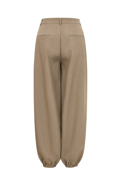 Khaki Woven Stripe Balloon Pants