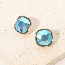 Saphire Square Cut Gem Evening Stud Earrings
