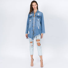 Blue Distressed Denim Shacket