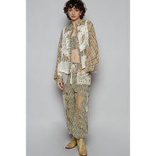 Blue Multi Plaid pattern with peace patch POL shirt