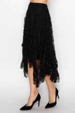 Tiered sparkly all lace skirt Black