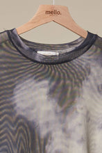 Charcoal Asymmetric Tie Dye Mesh Long Sleeve Top