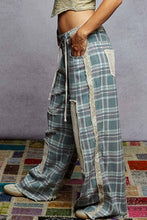 Teal Plaid Stud detail woven denim POL pants