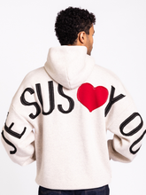 Kingdom Essential Patchwork Hoodie - Jesus Loves You Oatmeal Heather: Jesus Loves You - Oatmeal Heather / XS