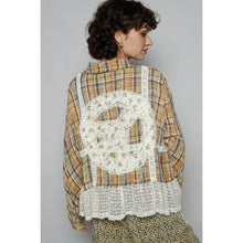 Blue Multi Plaid pattern with peace patch POL shirt