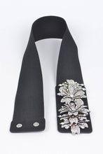 Black Stone Flower Elastic Belt
