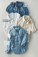 White Classic Tencel Utility Casual Button Down Chambray Urban Daizy Shirt