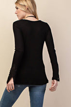 Black Vneck Crochet Patch Sleeves With Studs