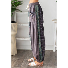 Navy Washed Mixed Print Wide Leg Oli&Hali Pants