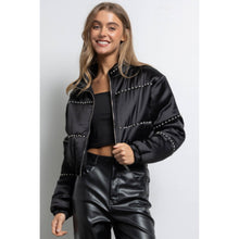 Black  Long Sleeve Satin Cropped Bomber Jacket
