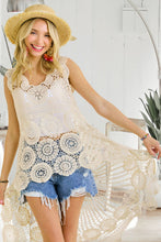 White Crochet Hi Low Tunic Top
