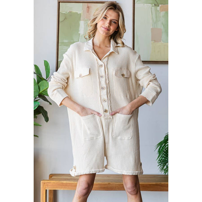 Cream Washed Oversized thermal Oli&Hali Romper
