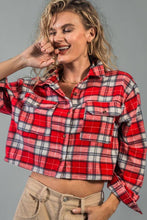 Black Western Inspired Cropped Button Down Plaid Flannel Urban Daizy Shirt