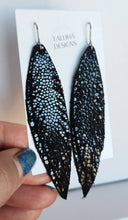 Black Stingray Genuine Leather Boho Feather Fringe Earrings