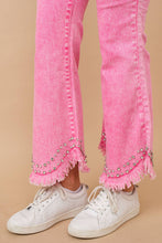 Blue B Destressed Bottom Edge w/ Rhinestone Jeans: MED DENIM
